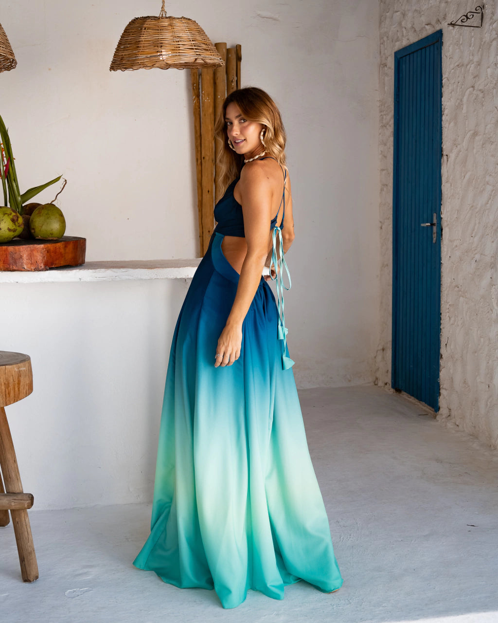 Vestido Longo Oceano Azul