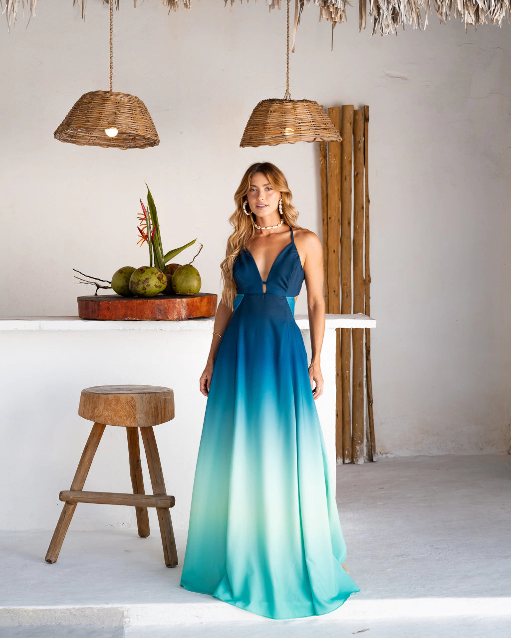 Vestido Longo Oceano Azul